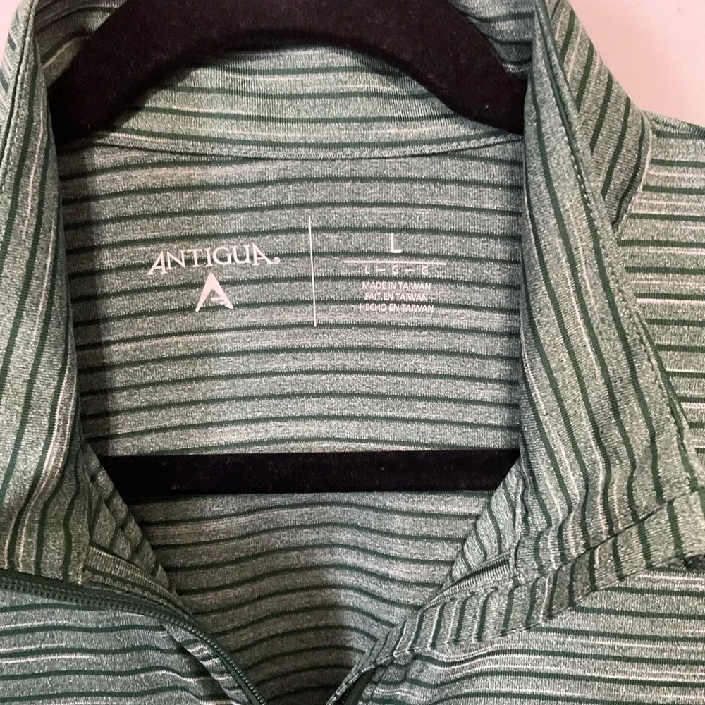 Antigua green space dye stripe 1/4 zip NWT sz Large